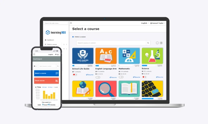 Screenshots of learningBOX